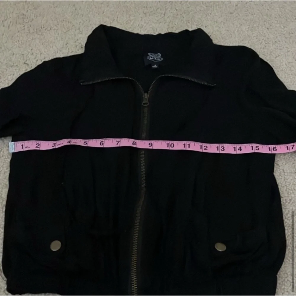 Vintage Y2K Grunge Bomber Black Zip-Up Jacket, lightweight, adjustable, xs/s - Picture 6 of 8